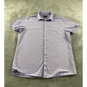 Marc Anthony Luxury Slim Fit Shirt Mens Large Purple Micro Print Short Sleeve L